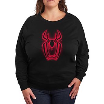 Plus Size Marvel Spider-Man Brand New Day Spray Symbol French Terry Long Sleeve Tee