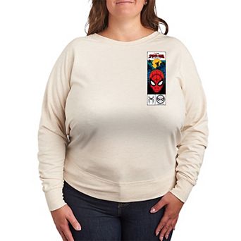 Plus Size Marvel Spider-Man Brand New Day Tag Box French Terry Long Sleeve Tee