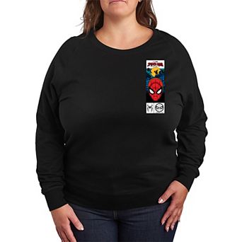 Plus Size Marvel Spider-Man Brand New Day Tag Box French Terry Long Sleeve Tee