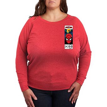 Plus Size Marvel Spider-Man Brand New Day Tag Box French Terry Long Sleeve Tee