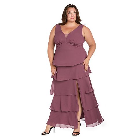 Женские платья R&M Plus Size R&M Richards Multi-Tiered Pebble Georgette Gown