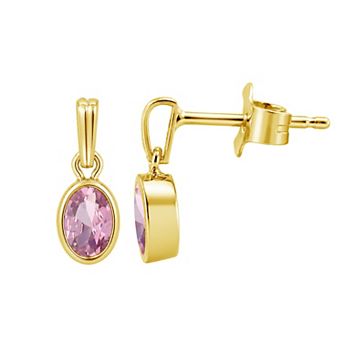 Jewelexcess 14k Gold over Sterling Silver Gemstone Oval Bezel-Set Drop Earrings