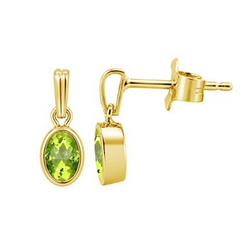 Jewelexcess 14k Gold over Sterling Silver Gemstone Oval Bezel-Set Drop Earrings