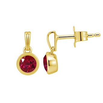 Jewelexcess 14k Gold over Sterling Silver Gemstone Round Bezel-Set Round Drop Earrings