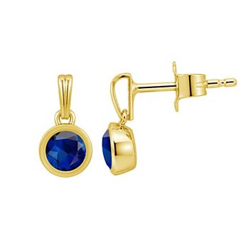 Jewelexcess 14k Gold over Sterling Silver Gemstone Round Bezel-Set Round Drop Earrings