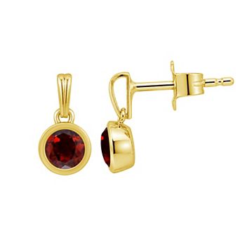 Jewelexcess 14k Gold over Sterling Silver Gemstone Round Bezel-Set Round Drop Earrings