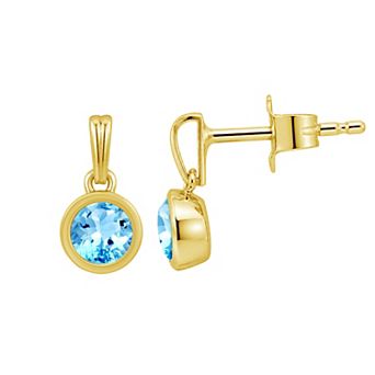 Jewelexcess 14k Gold over Sterling Silver Gemstone Round Bezel-Set Round Drop Earrings