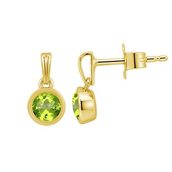 Jewelexcess 14k Gold over Sterling Silver Gemstone Round Bezel-Set Round Drop Earrings