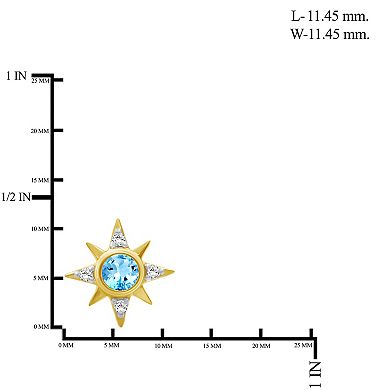 Jewelexcess 14k Gold over Sterling Silver Gemstone & Lab-Created White Sapphire Starburst Stud Earrings
