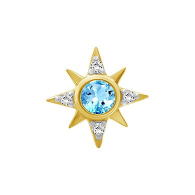 Jewelexcess 14k Gold over Sterling Silver Gemstone & Lab-Created White Sapphire Starburst Stud Earrings