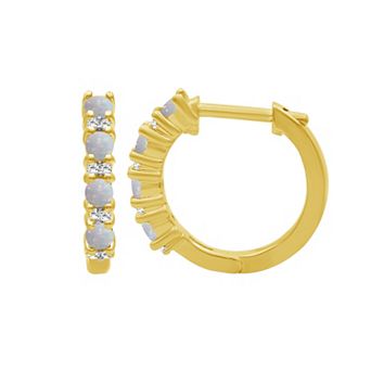 Jewelexcess 14k Gold over Sterling Silver Gemstone & Lab-Created White Sapphire Hoop Earrings