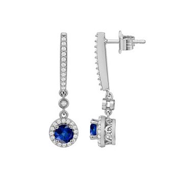 Jewelexcess Sterling Silver Lab Created Gemstone Earrings