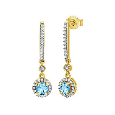 Jewelexcess 14k Gold over Sterling Silver Gemstone & Lab-Created White Sapphire Drop Earrings