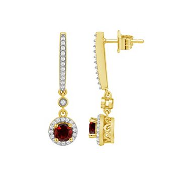 Jewelexcess 14k Gold over Sterling Silver Gemstone & Lab-Created White Sapphire Drop Earrings