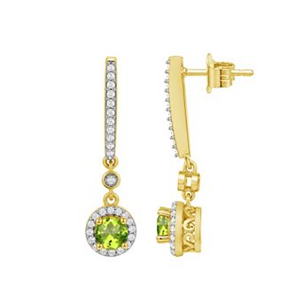 Jewelexcess 14k Gold over Sterling Silver Gemstone & Lab-Created White Sapphire Drop Earrings