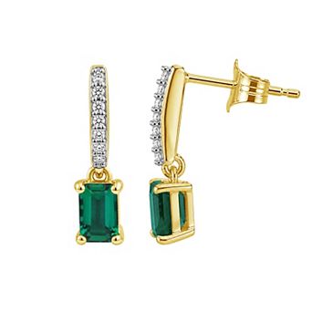 Jewelexcess 14k Gold over Sterling Silver Lab-Created Gemstone & Lab-Created White Sapphire Drop Earrings