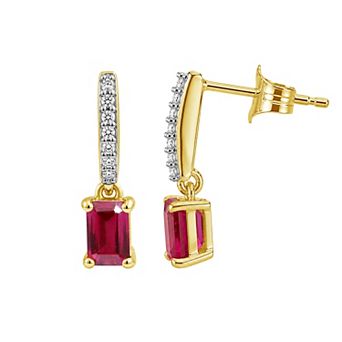 Jewelexcess 14k Gold over Sterling Silver Lab-Created Gemstone & Lab-Created White Sapphire Drop Earrings