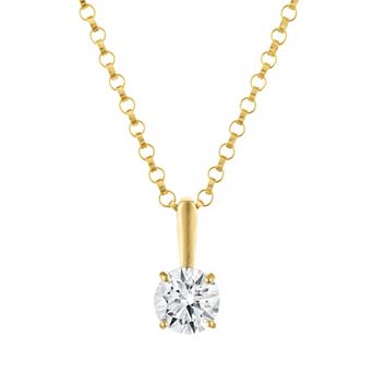 Junior Jewels Kids 14k Gold 1/2 Carat T.W. Lab-Grown Diamond Round Pendant Necklace