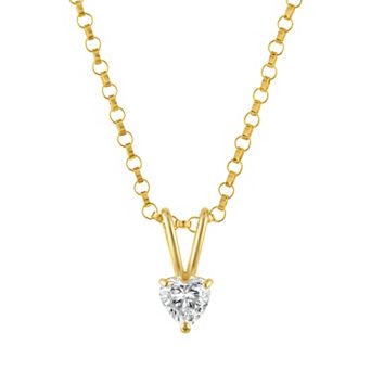 Junior Jewels Kids 14k Gold 1/4 Carat T.W. Lab-Grown Diamond Heart Pendant Necklace