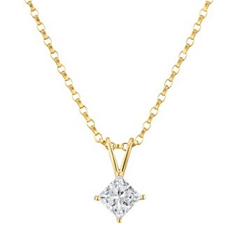Junior Jewels 14k Gold 1/2 Carat Lab-Grown Diamond Princess Cut Pendant Necklace