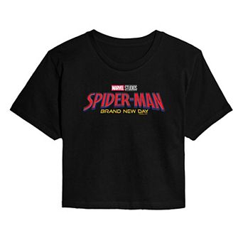 Juniors' Marvel Spider-Man Brand New Day Logo Cropped Tee