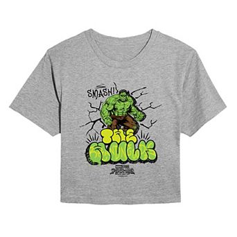Juniors' Marvel Spider-Man Brand New Day The Hulk Graffi Cropped Tee
