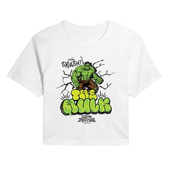 Juniors' Marvel Spider-Man Brand New Day The Hulk Graffi Cropped Tee