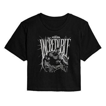 Juniors' Marvel Spider-Man Brand New Day Incredible Hulk Cropped Tee