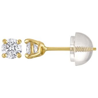Junior Jewels Kids 14k Gold 1/2 Carat T.W. Lab-Grown Diamond Round Stud Earrings