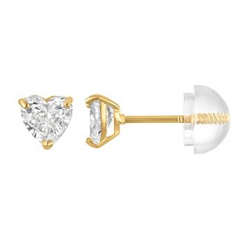 Junior Jewels 14k Gold 1/2 Carat T.W. Lab-Grown Diamond Heart Stud Earrings