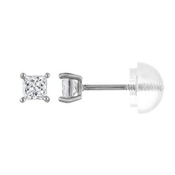 Junior Jewels Kids 14k Gold 1/4 Carat T.W. Lab-Grown Diamond Princess-Cut Stud Earrings