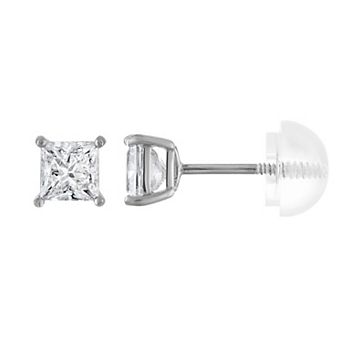 Junior Jewels Kids 14k Gold 1/2 Carat T.W. Lab-Grown Diamond Princess-Cut Stud Earrings