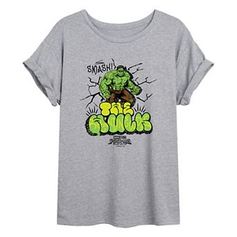 Juniors' Marvel Spider-Man Brand New Day The Hulk Graffi Oversized Tee