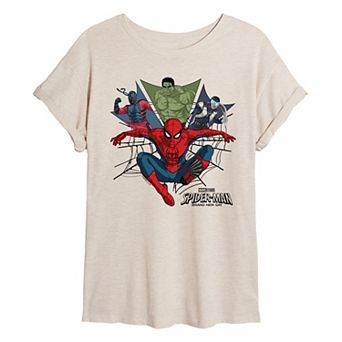 Juniors' Marvel Spider-Man Brand New Day Crew Collage Oversized Tee