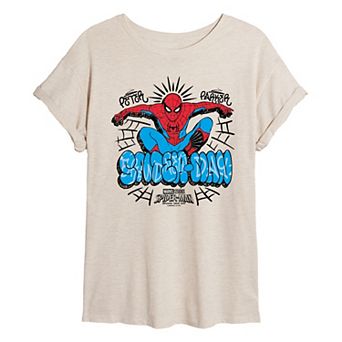 Juniors' Marvel Spider-Man Brand New Day Graffiti Oversized Tee