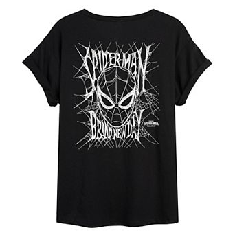 Juniors' Marvel Spider-Man Brand New Day Web Oversized Tee