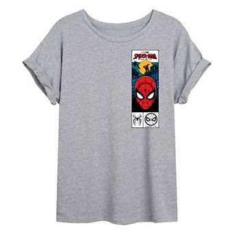 Juniors' Marvel Spider-Man Brand New Day Tag Box Oversized Tee