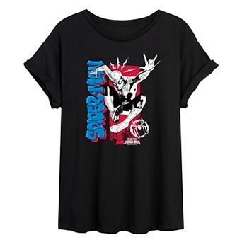 Juniors' Marvel Spider-Man Brand New Day Jump Action Oversized Tee