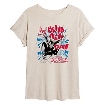 Juniors' Marvel Spider-Man Brand New Day Web Action Oversized Tee