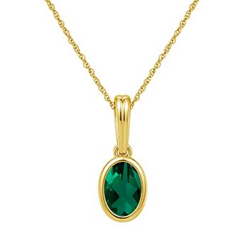 Jewelexcess 14k Gold over Sterling Silver Gemstone Oval Bezel-Set Pendant Necklace