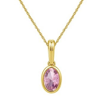 Jewelexcess 14k Gold over Sterling Silver Gemstone Oval Bezel-Set Pendant Necklace
