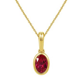 Jewelexcess 14k Gold over Sterling Silver Gemstone Oval Bezel-Set Pendant Necklace