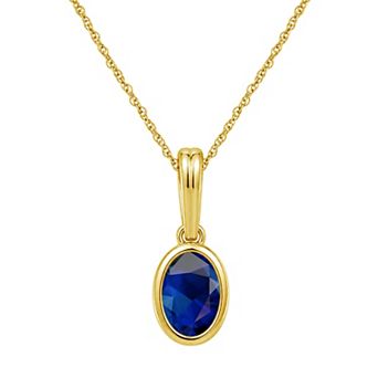 Jewelexcess 14k Gold over Sterling Silver Gemstone Oval Bezel-Set Pendant Necklace