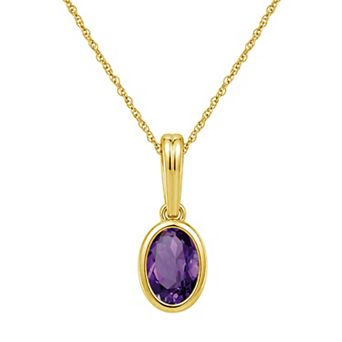 Jewelexcess 14k Gold over Sterling Silver Gemstone Oval Bezel-Set Pendant Necklace