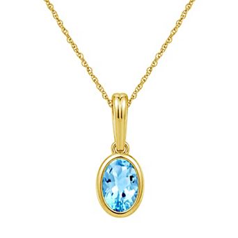 Jewelexcess 14k Gold over Sterling Silver Gemstone Oval Bezel-Set Pendant Necklace