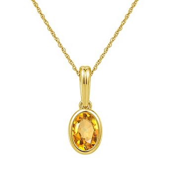 Jewelexcess 14k Gold over Sterling Silver Gemstone Oval Bezel-Set Pendant Necklace
