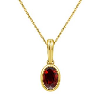 Jewelexcess 14k Gold over Sterling Silver Gemstone Oval Bezel-Set Pendant Necklace