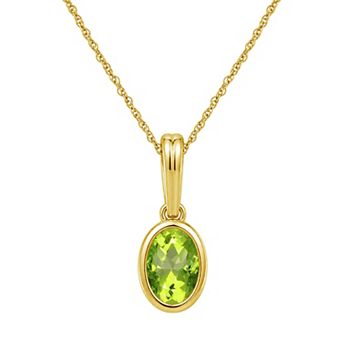 Jewelexcess 14k Gold over Sterling Silver Gemstone Oval Bezel-Set Pendant Necklace