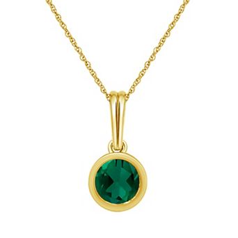 Jewelexcess 14k Gold over Sterling Silver Gemstone Round Bezel-Set Pendant Necklace