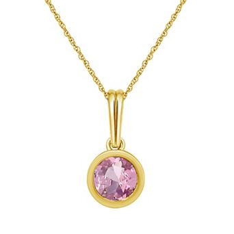 Jewelexcess 14k Gold over Sterling Silver Gemstone Round Bezel-Set Pendant Necklace